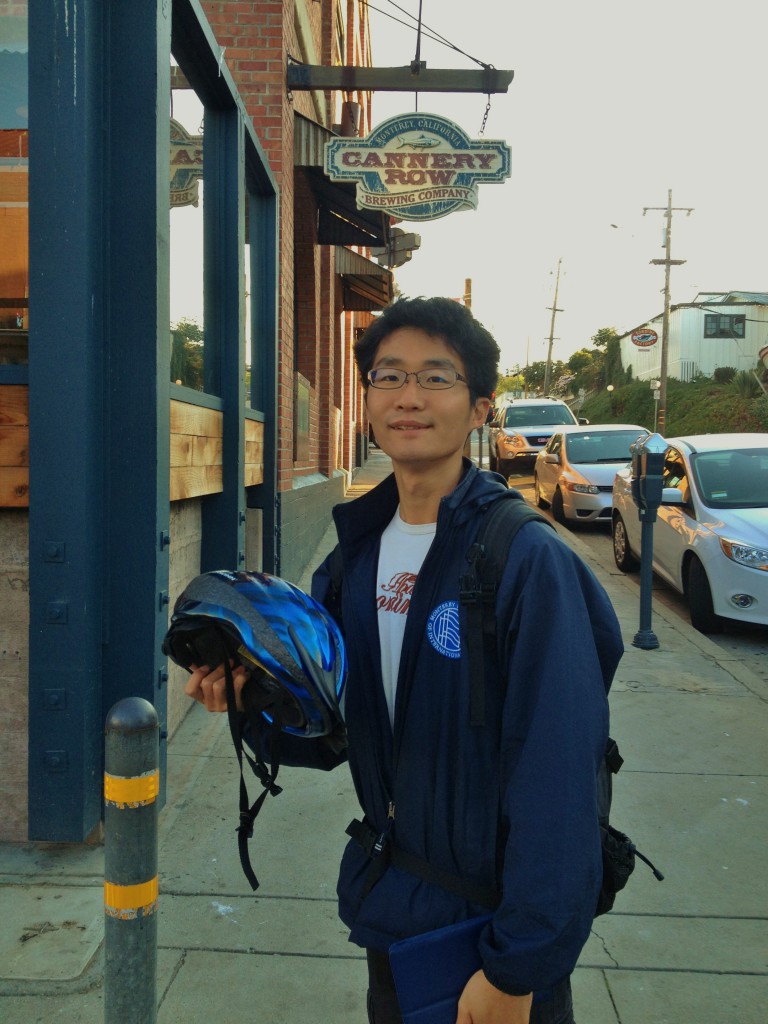 MIIS student at HER Helmet Thursdays spot - Cannery Row Brewing - May 2013