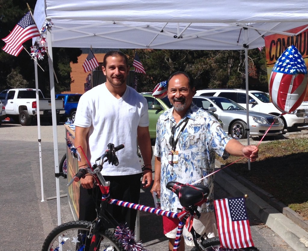 29 June 2014 and prior 009 MPC student and older guy re bike parade - featured