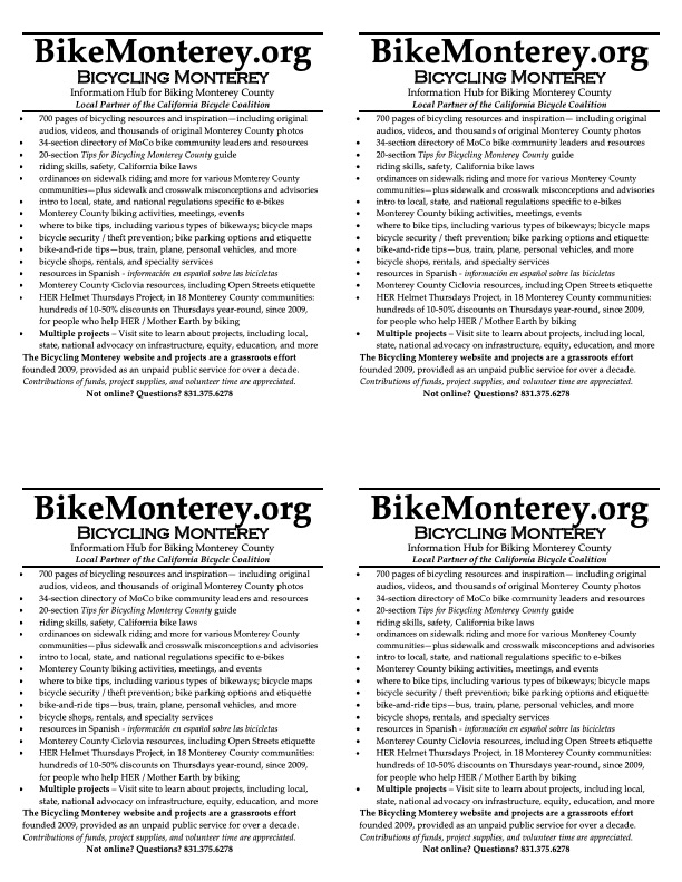 Where to report a bikeway maintenance need in Monterey County, or