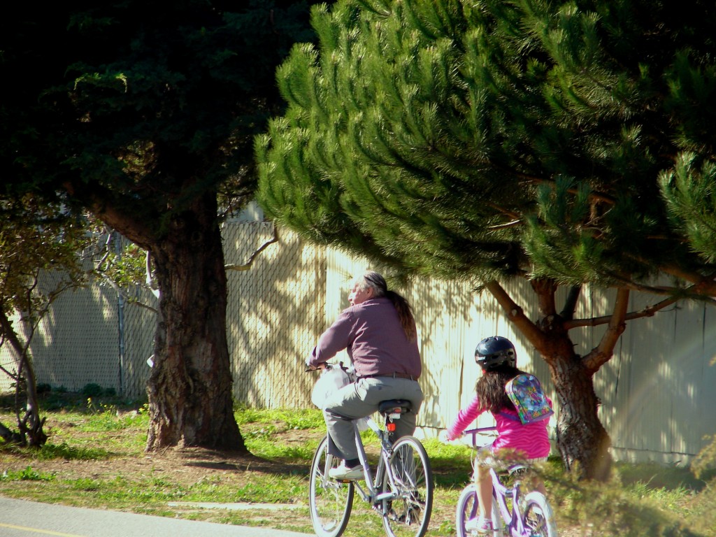 Bike to school with grandfather