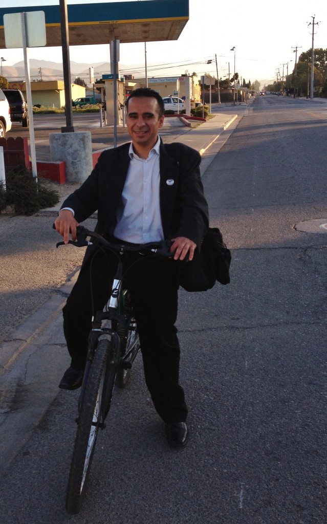 Biking chic - gentleman bike commuter in Greenfield, CA 2012