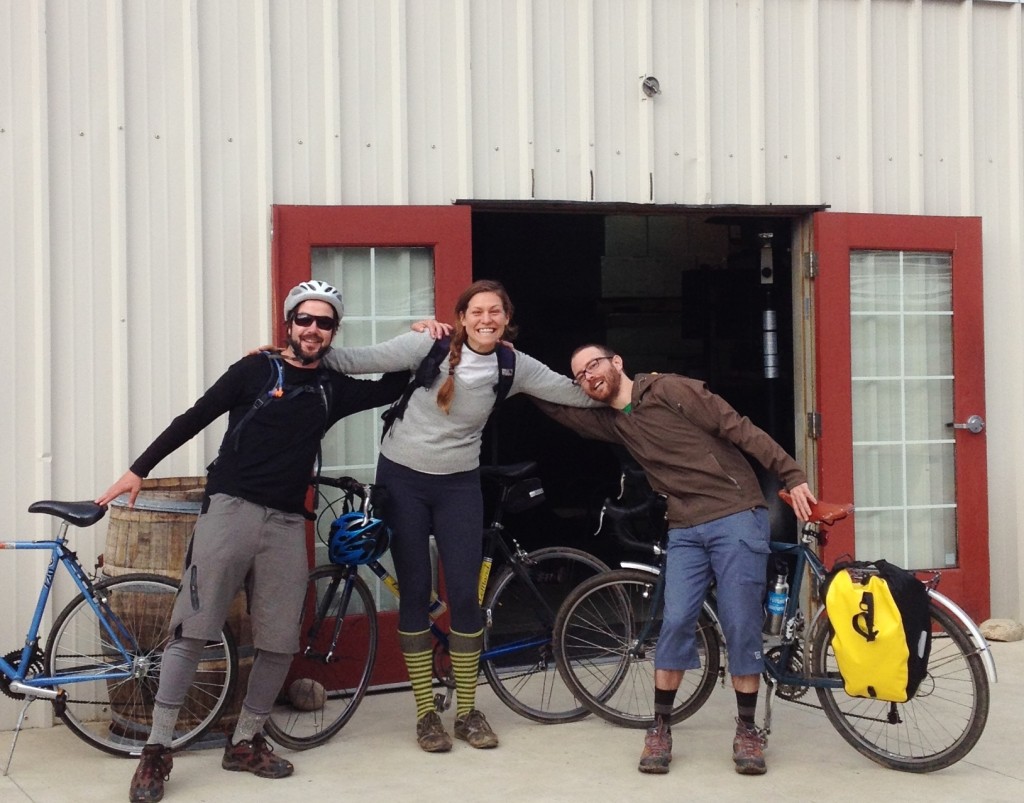 Happy trio on River Road wine trail, Feb 2014