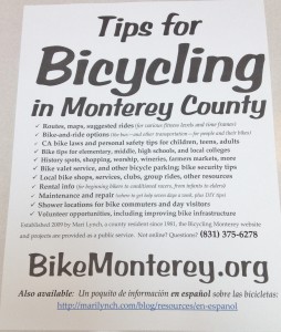 Tips for Bicycling Monterey County flier PDF